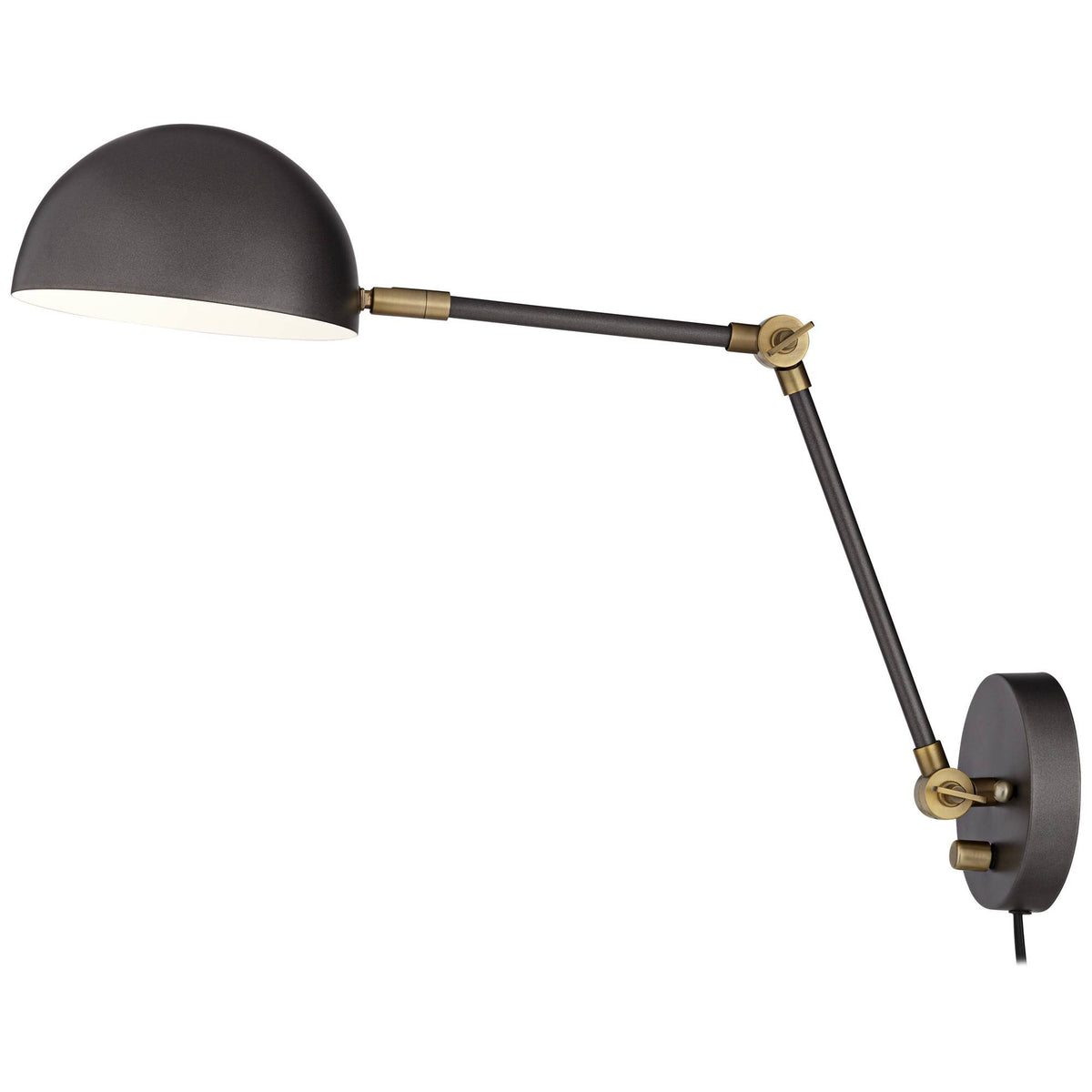 Industrial Swing Arm Wall Lamp Gunmetal Brass Plug-In Light Fixture Adjustable N868405