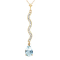 14k Solid Gold Necklace with Natural Diamonds and Pear-shaped Aquamarine Y3170