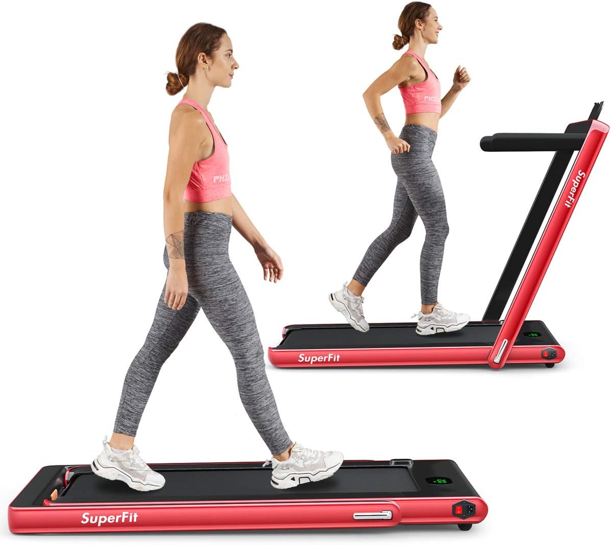 2 in 1 Folding Treadmill with Bluetooth Speaker and LED Display E71243