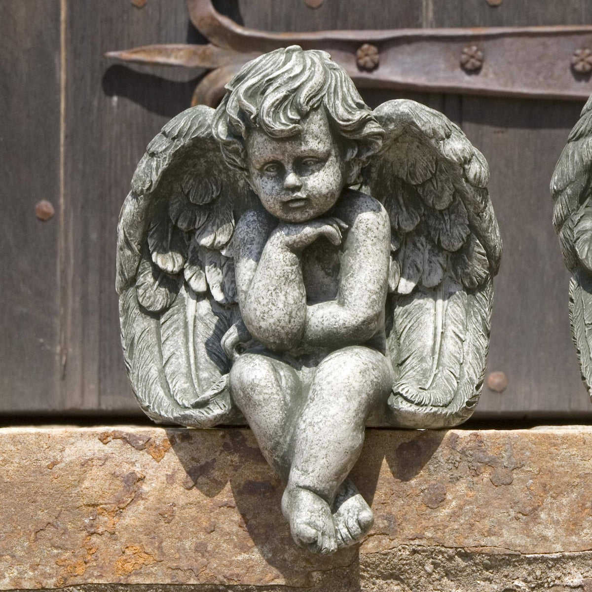 Small Seated Cherub Cast Stone Garden Statue Q925119