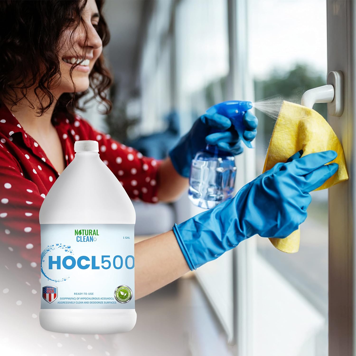 Hypochlorous Acid Hospital-Grade Cleaner, 500 PPM, 1-Gallon, Pack of 2 V7438