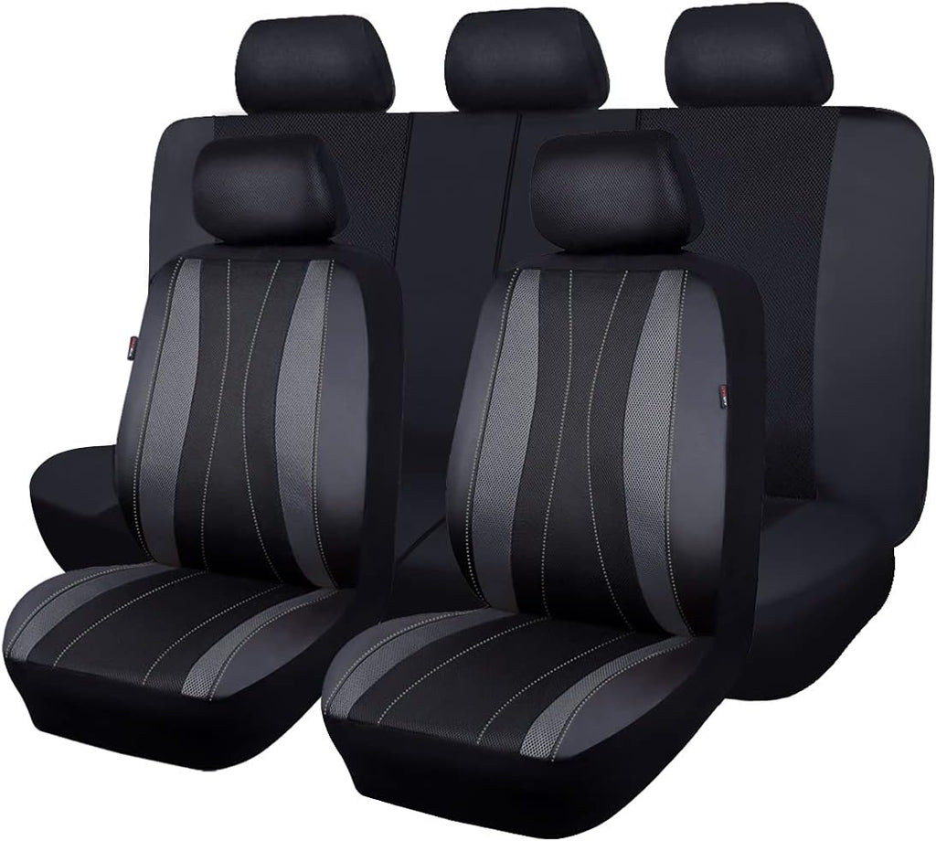 Faux Leather Mesh Car Seat Covers Full Set K114