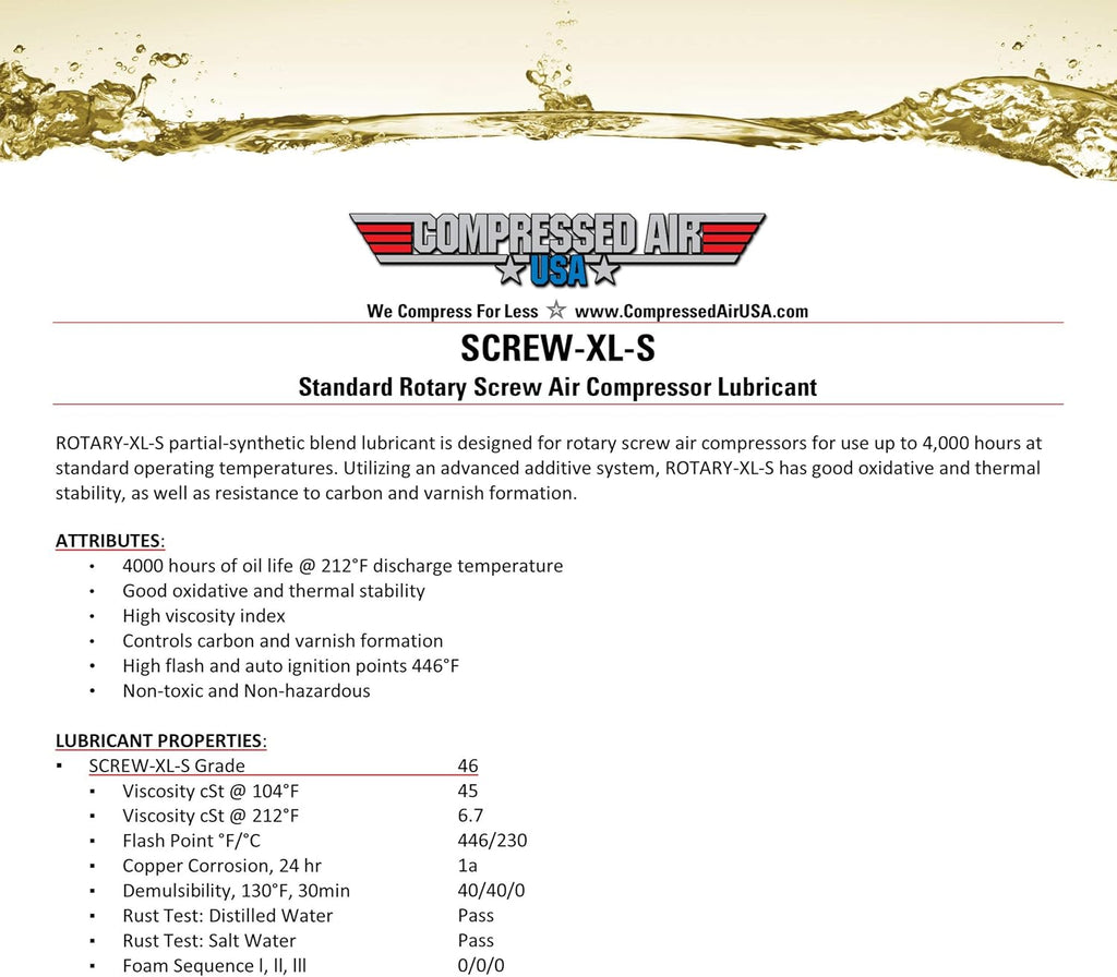 4000 Hour Rotary Screw Air Compressor Lubricating Oil (1 Gallon) Pack of 2 K77493
