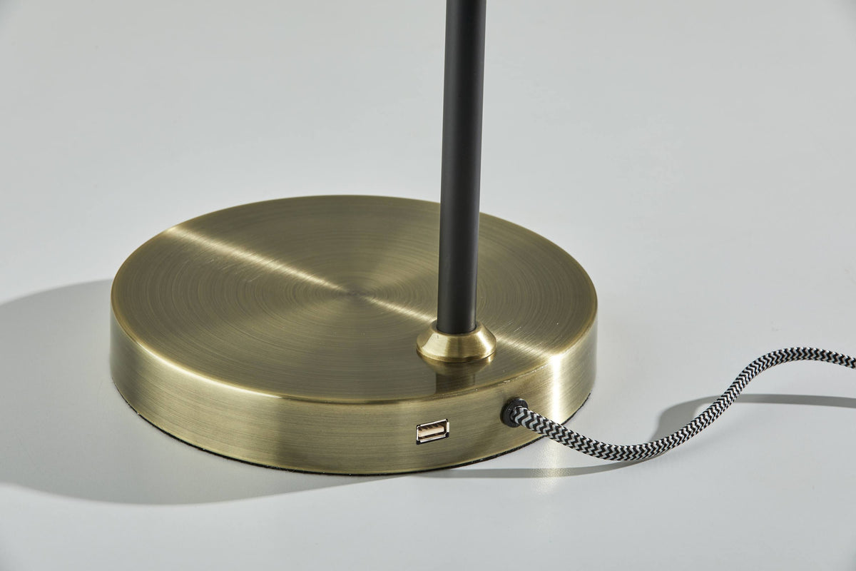 Black White and Antique Brass Desk Lamp H173