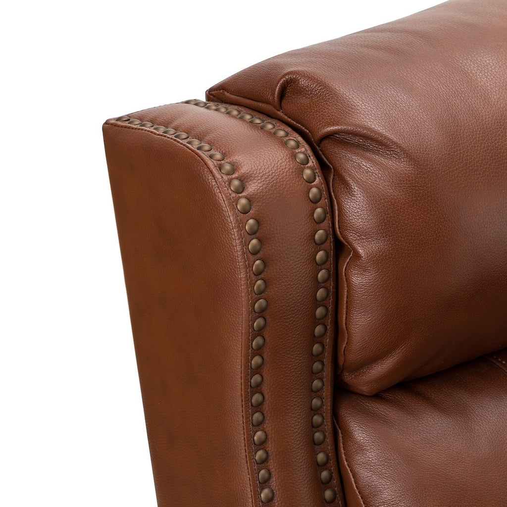 Genuine Leather Manual Recline Set of 2 BROWN P150