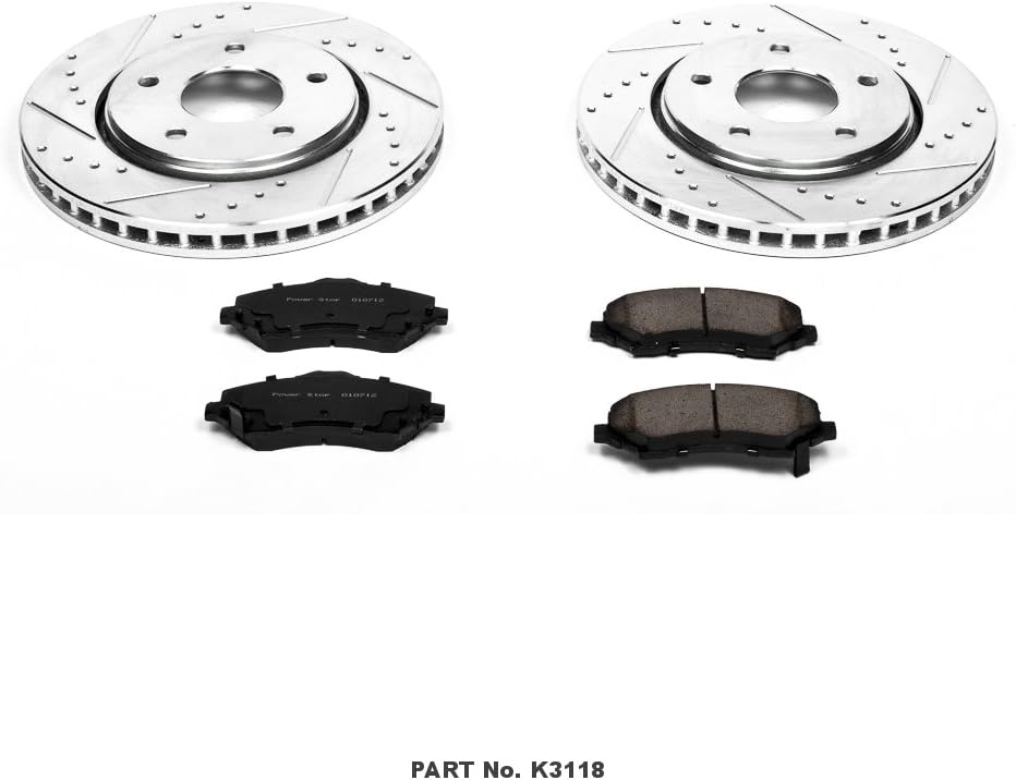 Front Z23 Carbon Fiber Brake Pads with Drilled & Slotted Brake Rotors Kit L83517