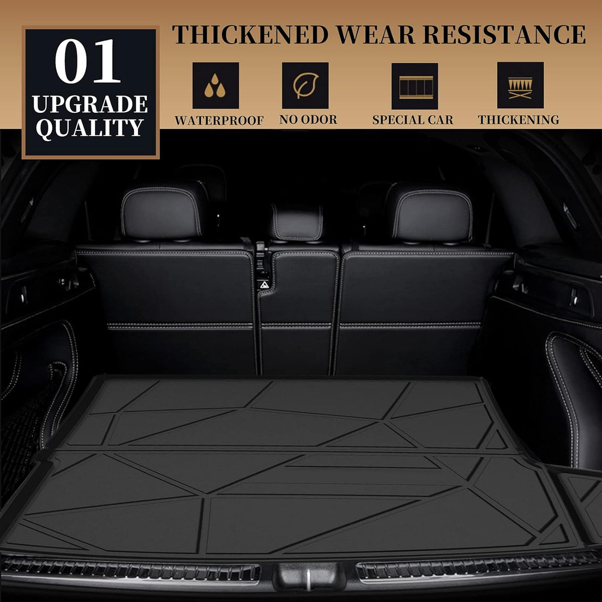 Black TPO Waterproof Rear Cargo Tray Trunk Floor Mat Q8816