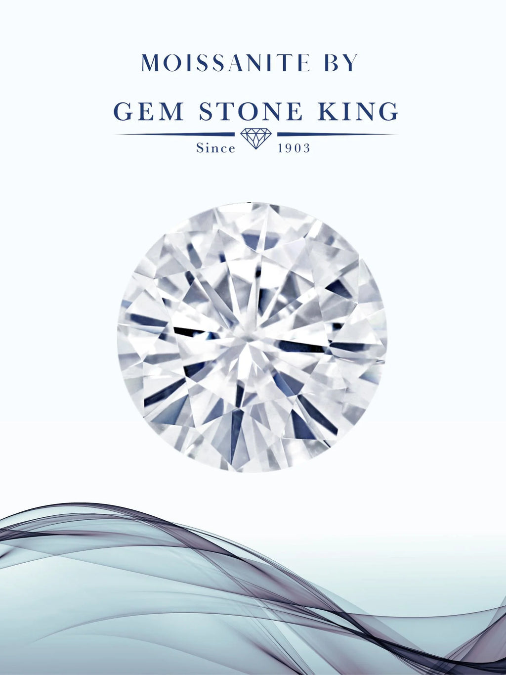 10K White Gold Blue Created Sapphire White Moissanite 3 Stone Engagement Ring T5983