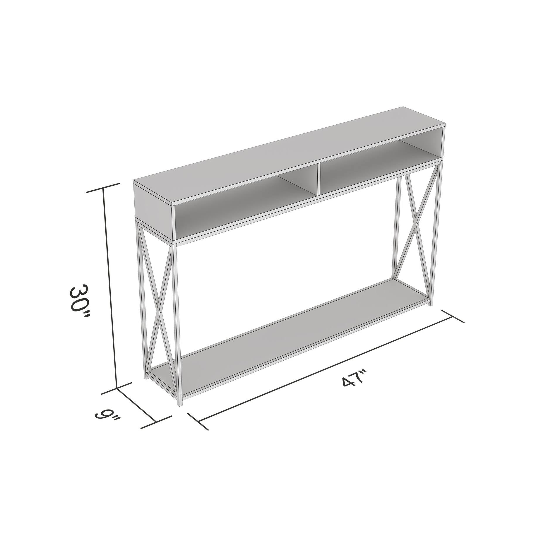 Dark Taupe Console Table with Two Open Shelves I28477