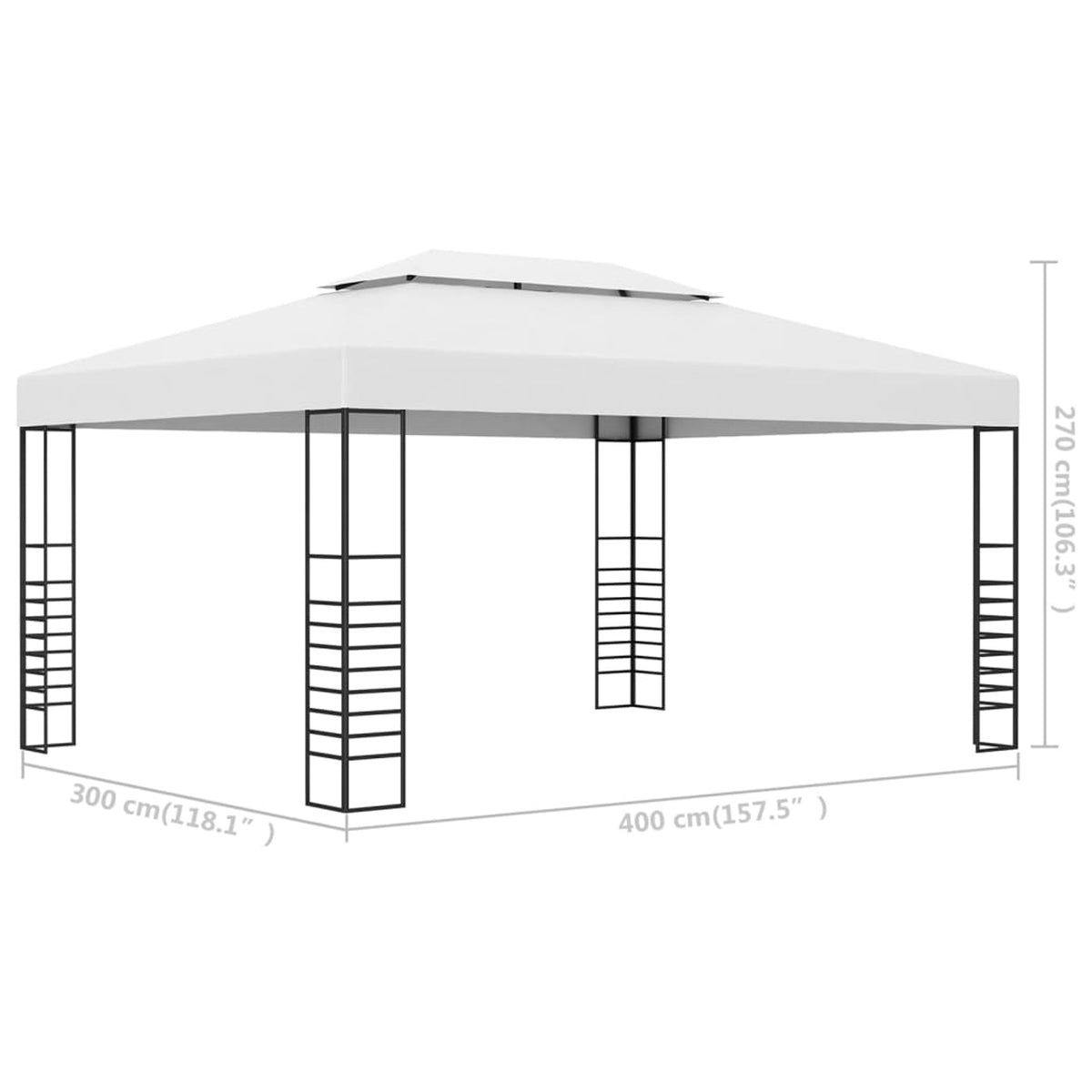 White Powder-Coated Steel Gazebo E38120