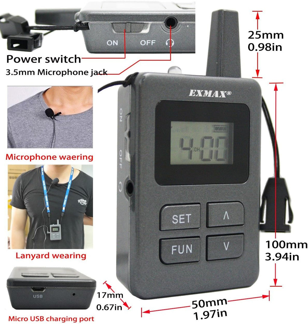 Wireless Tour Guide Whisper Acoustic Transmission System (1 Transmitter & 25 Receivers with Silver Aluminium Alloy Storage Case) Y53960
