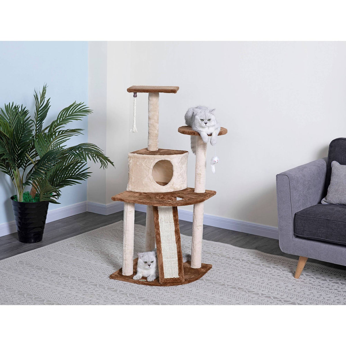 61-inch Cat Tree Beige Brown P207232