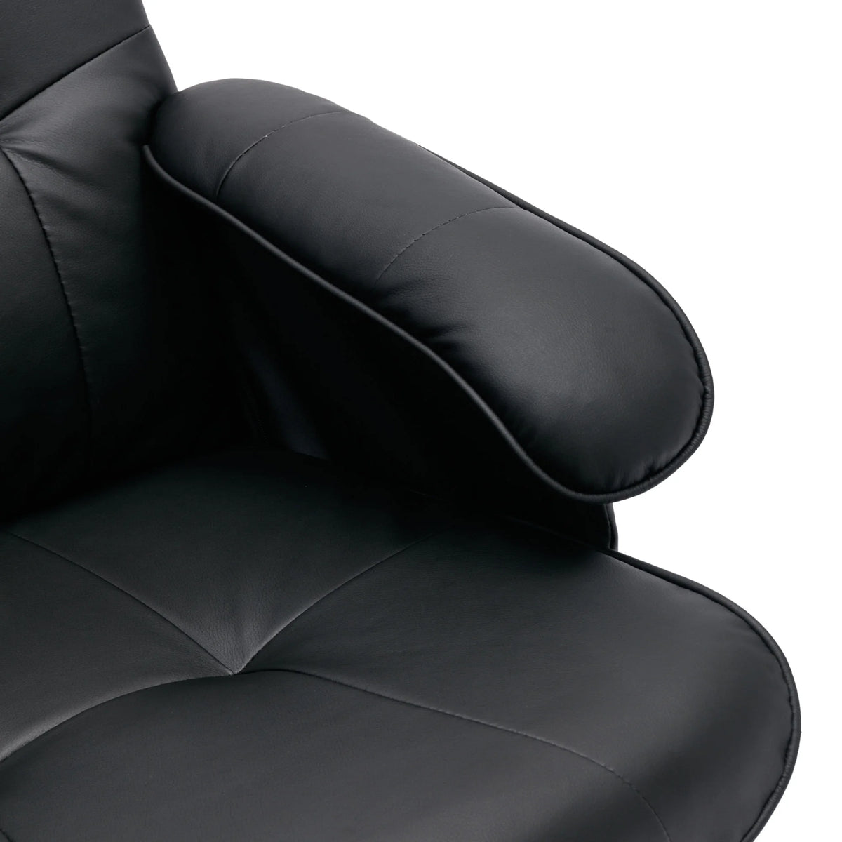 Beige Faux Leather Swivel Recliner Chair with Ottoman O16409