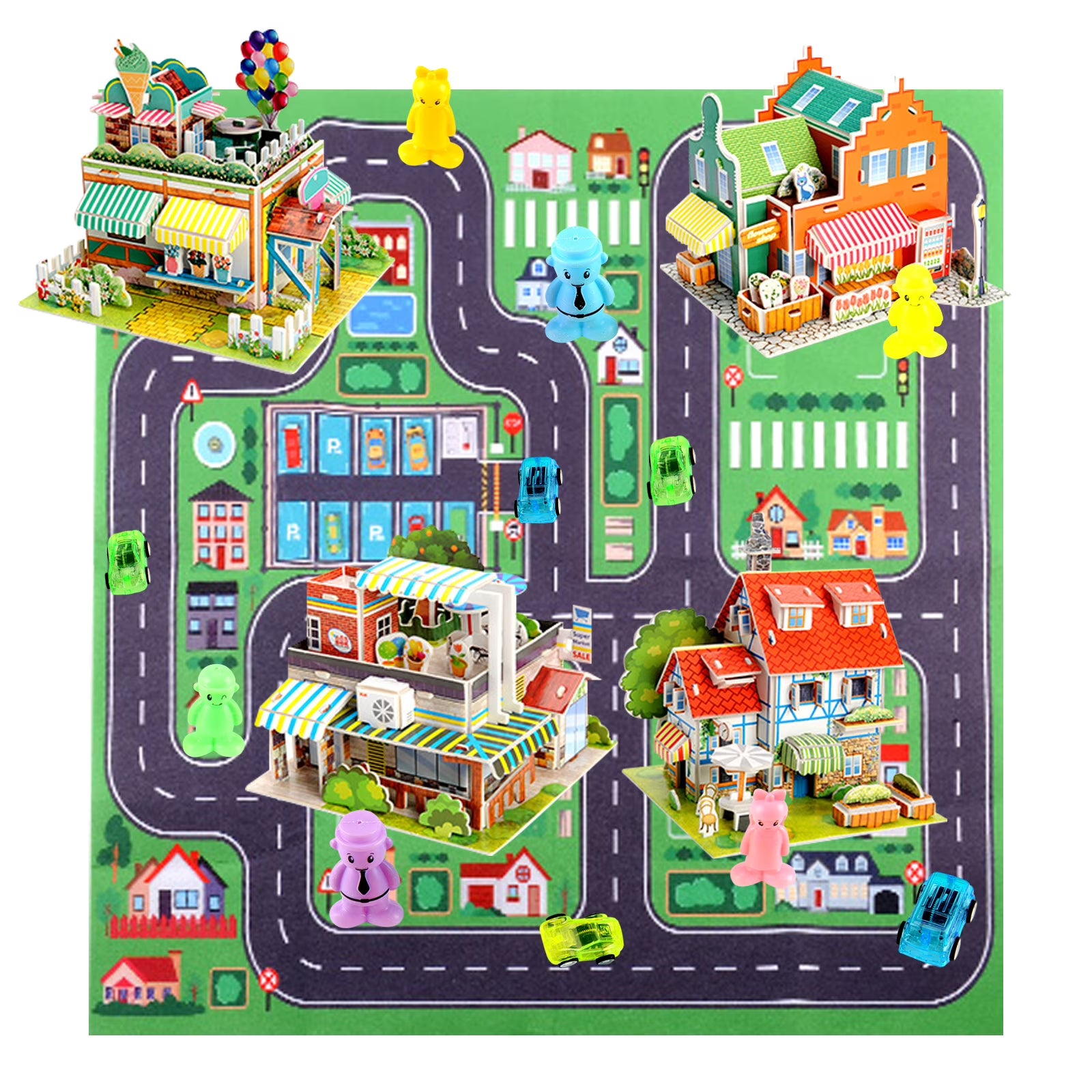 Building Blocks Set with 5 Toy Cars N4777