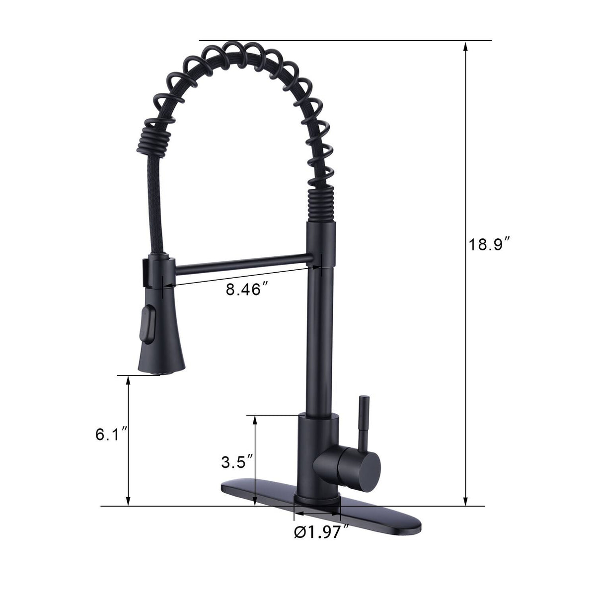 Black Kitchen Sink Faucet with Deck Plate V5947