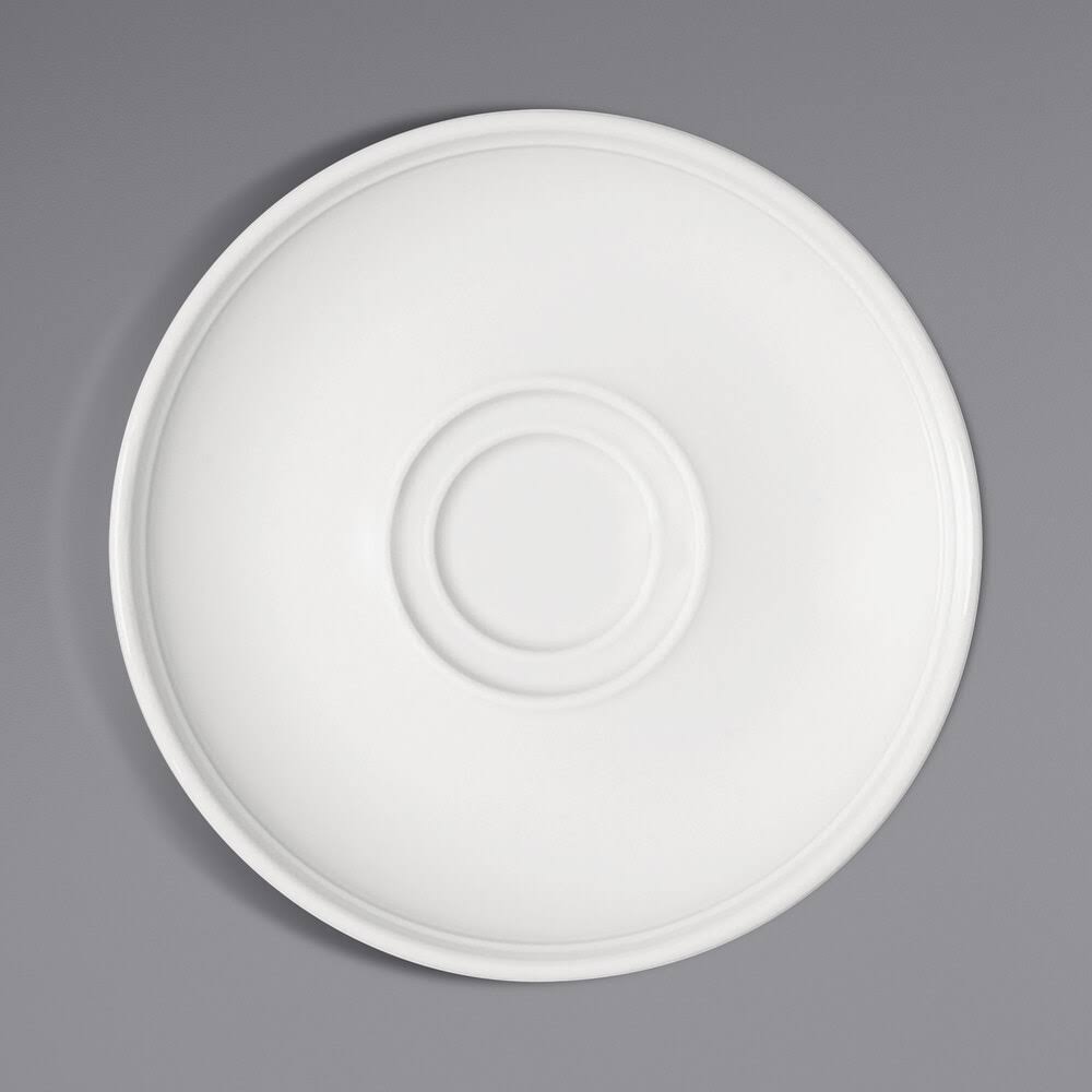 Bright White Round Porcelain Saucer - 12/Case A46616