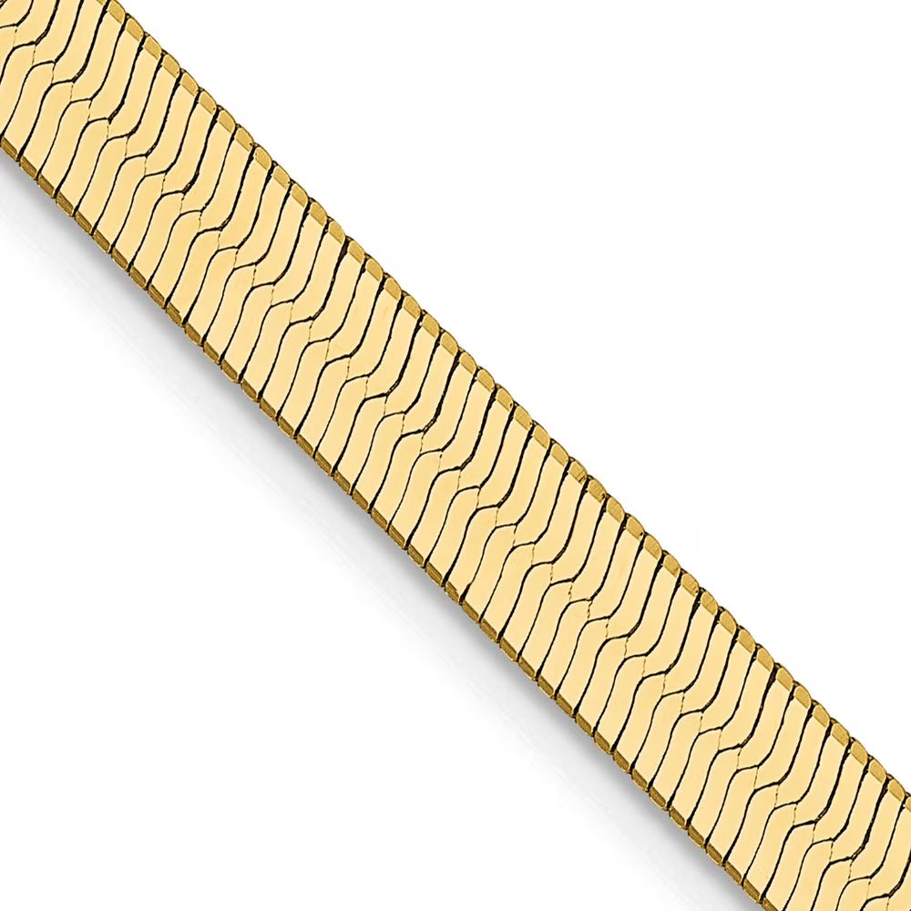 14K Yellow Gold Herringbone Chain Necklace 24 inch 4 mm with Lobster Clasp H624774