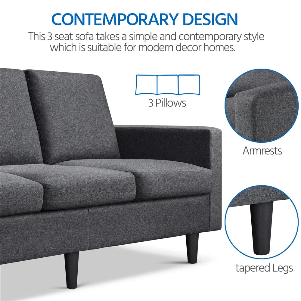 Gray Linen 3-Seater Sofa I281959