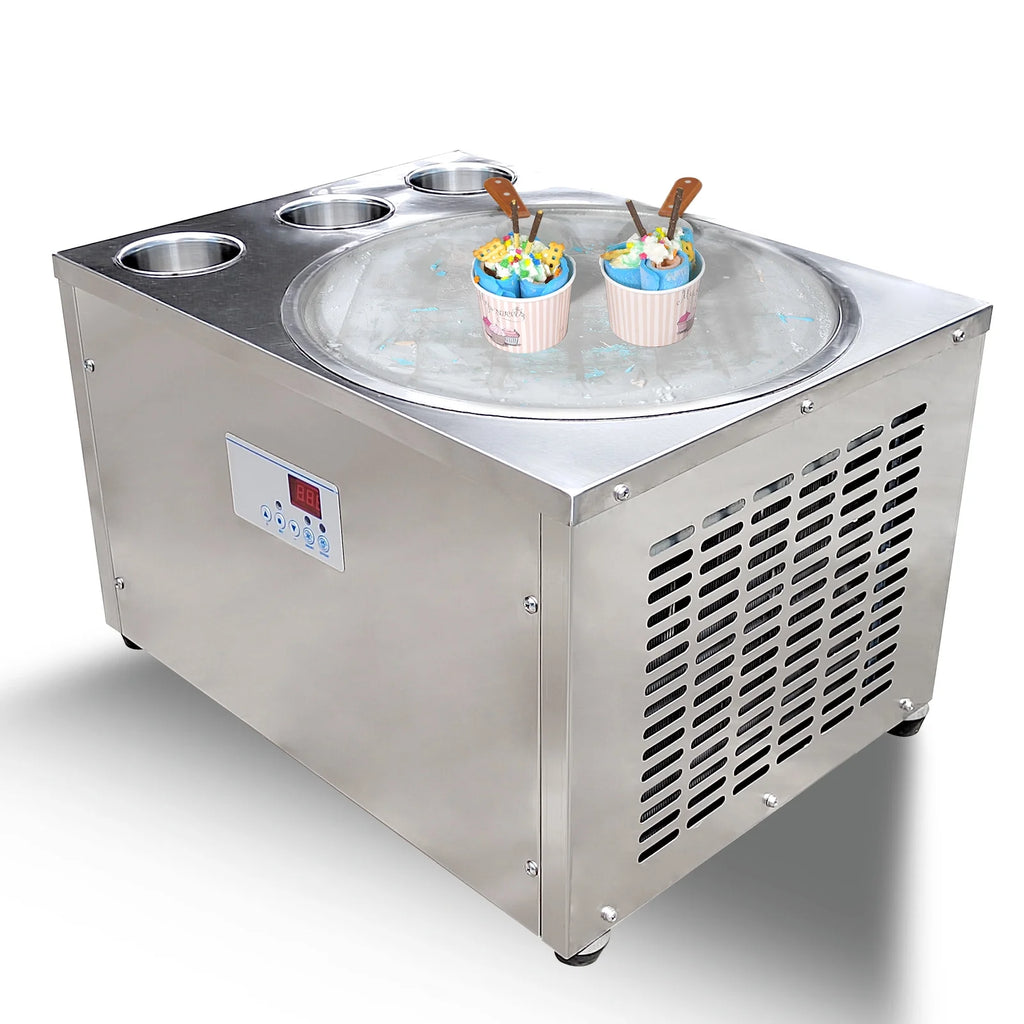 18'' Round Ice Pan Ice Cream Roll Machine, 3 Tanks X8456