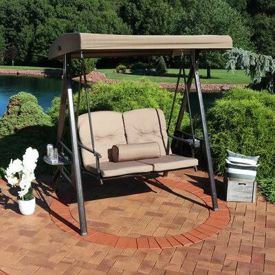 2-Person Adjustable Tilt Canopy Patio Loveseat Porch Swing I646795