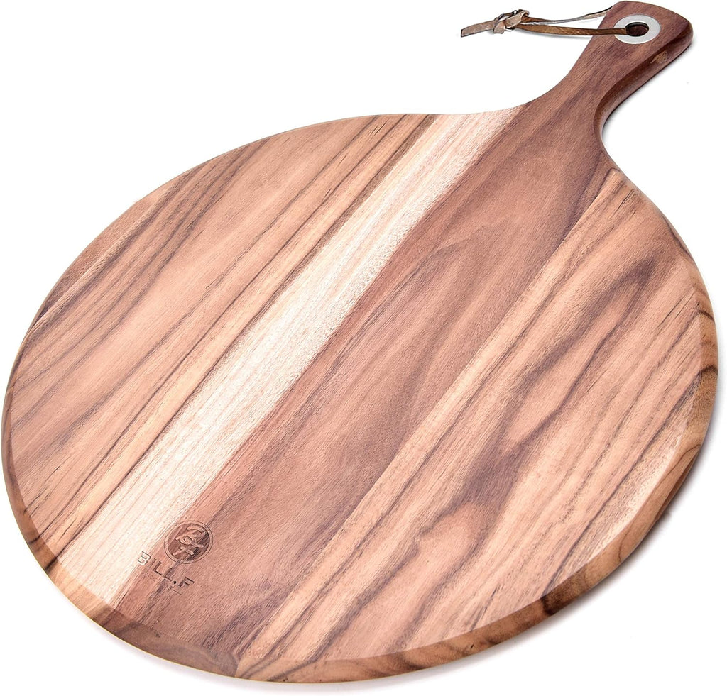 Acacia Wood Pizza Peel Cutting Board Cheese Paddle Board Bread and Crackers Platter with Handle 16 x 12 x 0.5 Inch Pack of 2 J8168
