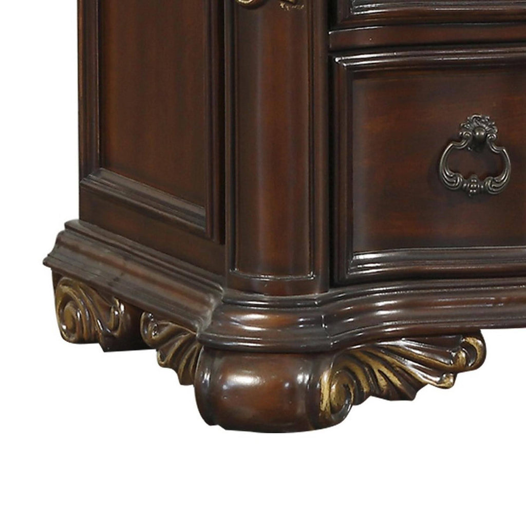 3 Drawer Cherry Brown Nightstand J381095