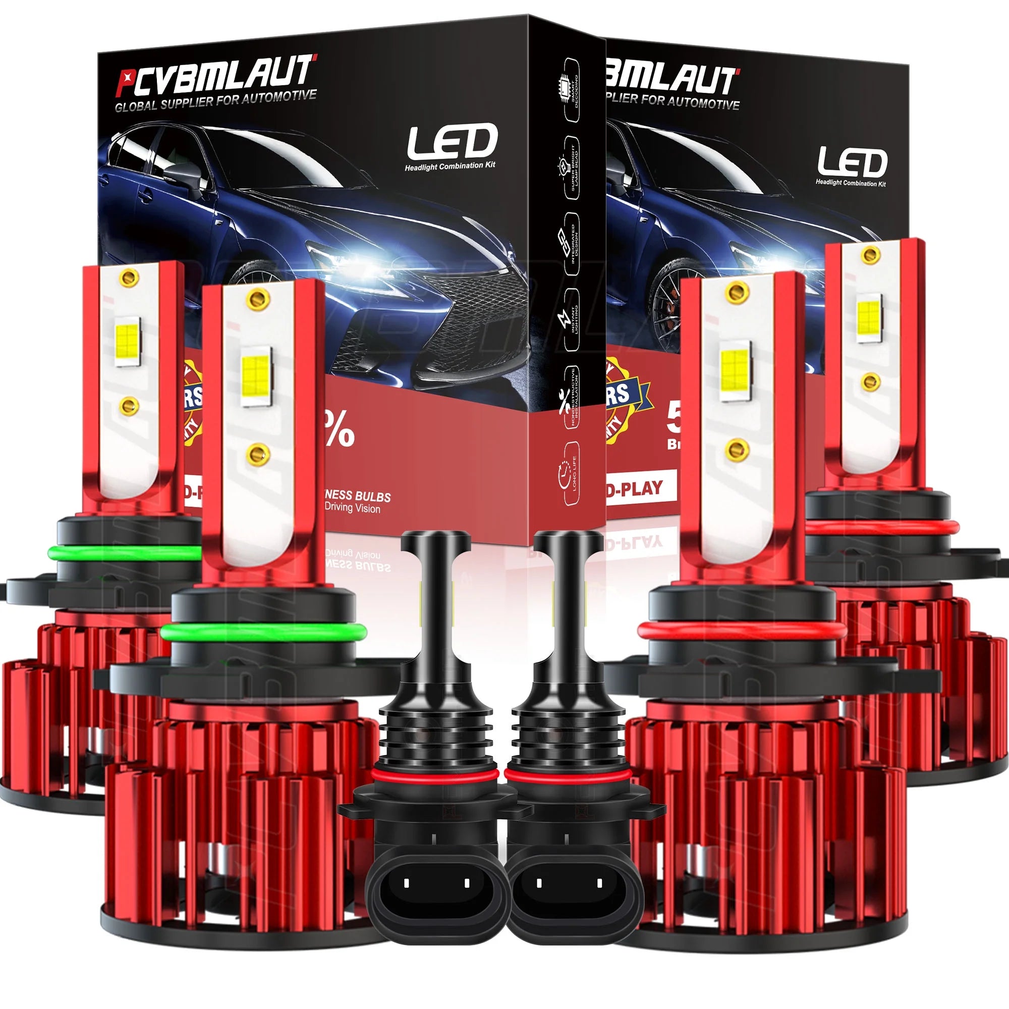 9005 9006 9145 LED Headlight Fog Light Bulbs Combo 6000k White Q6837