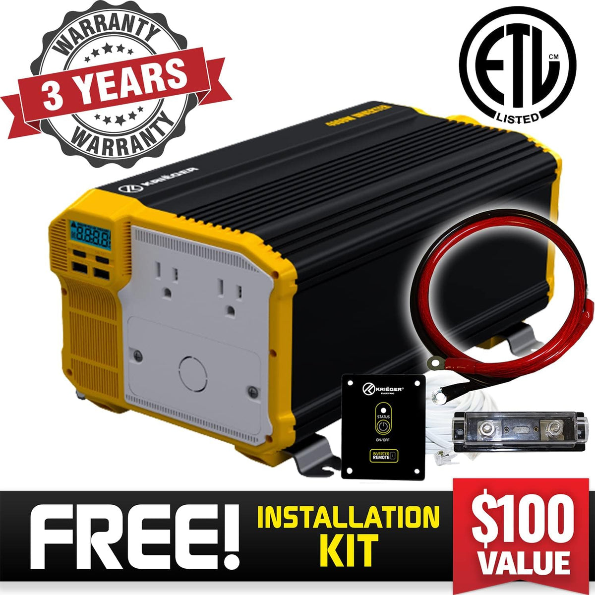 3000 Watts Power Inverter 12V to 110V Modified Sine Wave Car Inverter P577