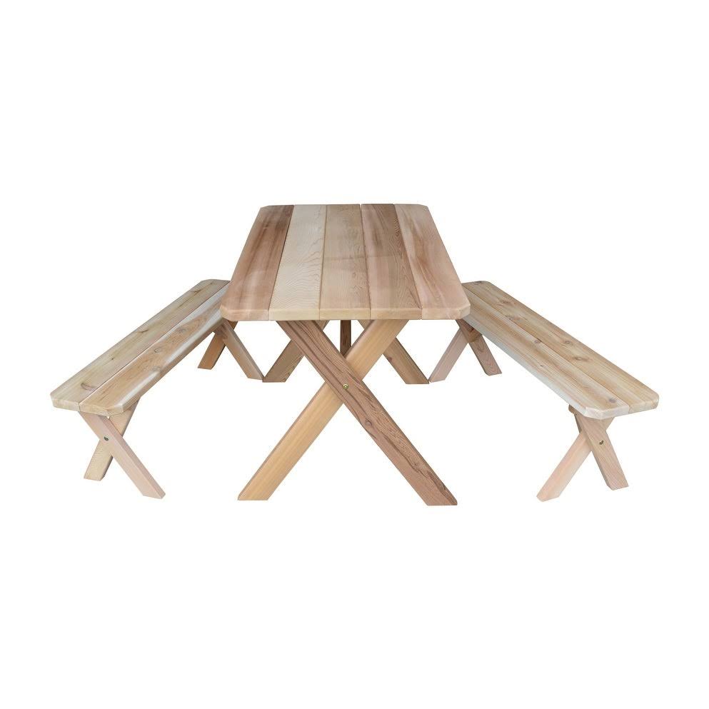 Cedar 4 Cross Leg Picnic Table with 2 Benches E3329