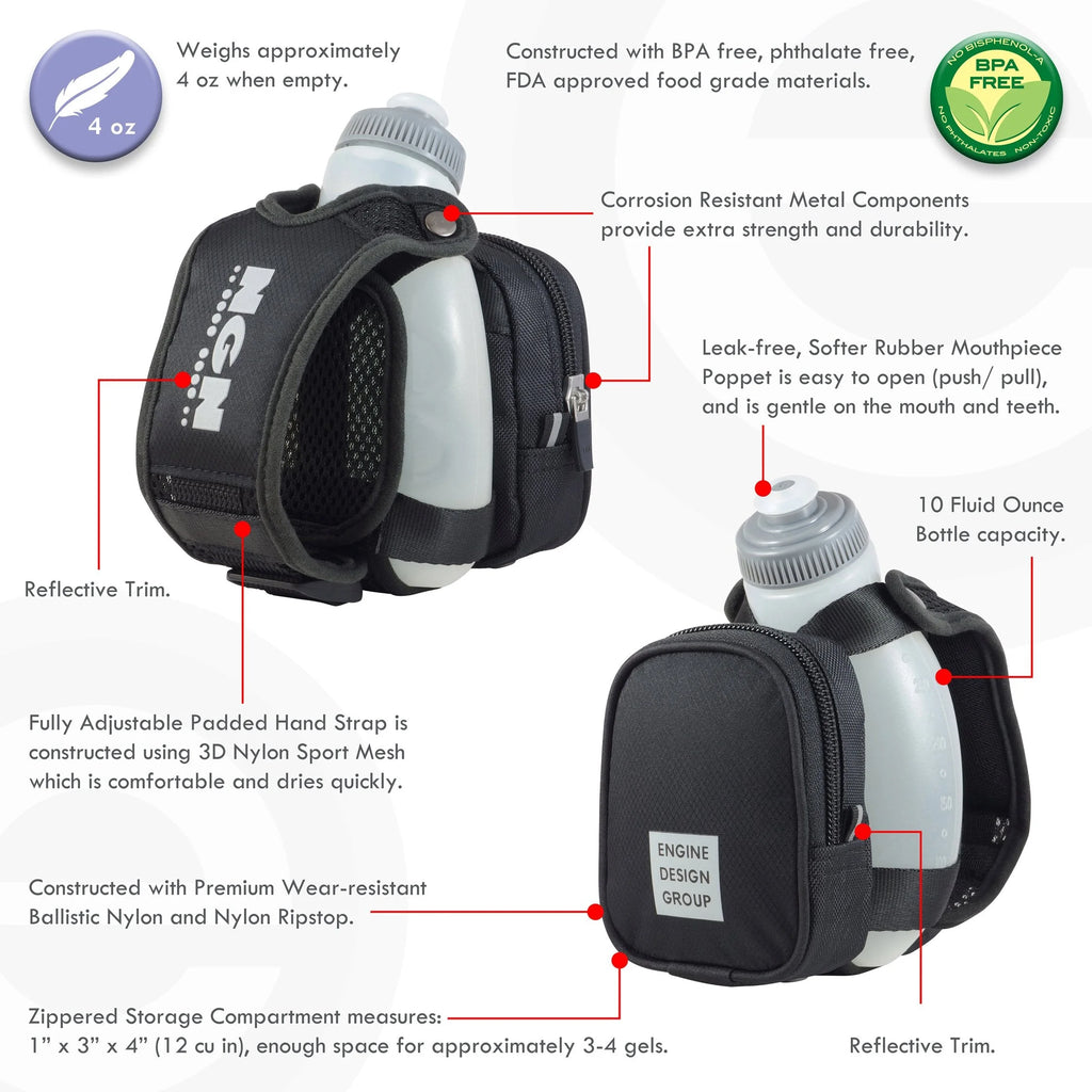 10 oz Handheld Water Bottle with Zippered Pocket V32566