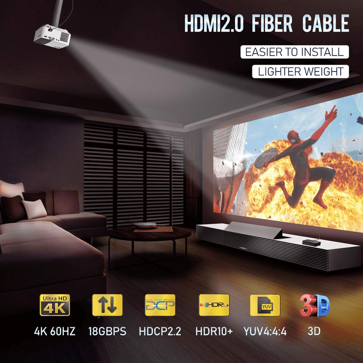 Fiber Optic HDMI Cable 20 Feet 4K60Hz 18Gbps B304026