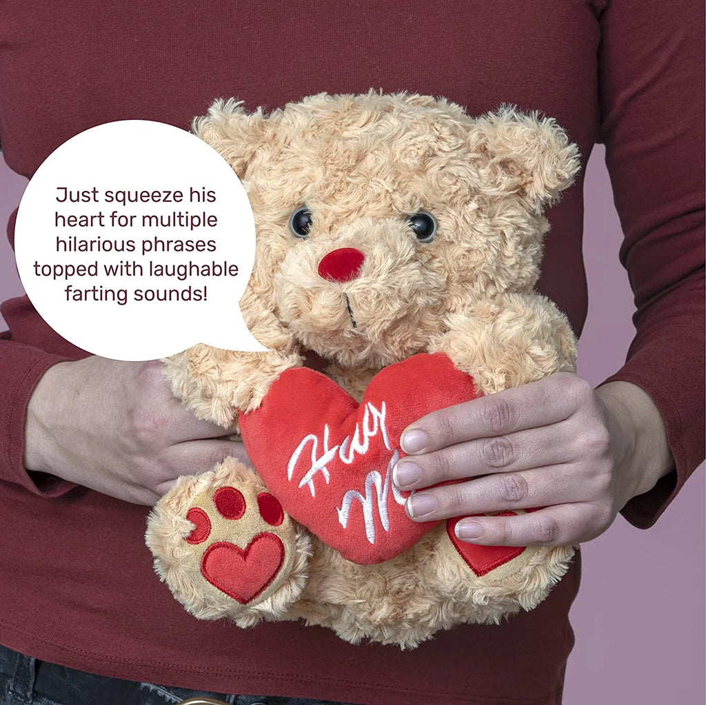 Brown Plush Teddy Bear with Red Hug Me Love Heart Stuffed Animal H140