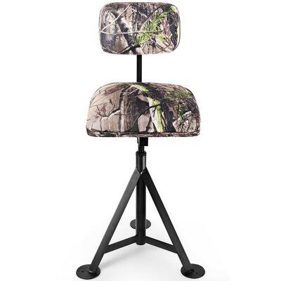 Swivel Hunting Chair Tripod Blind Stool with Detachable Backrest D926