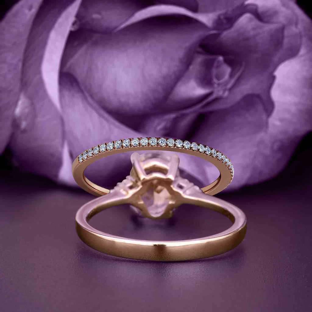 2.00 Carat Oval Cut Diamond Moissanite Engagement Ring in Silver With 18k Rose Gold Plating D778586