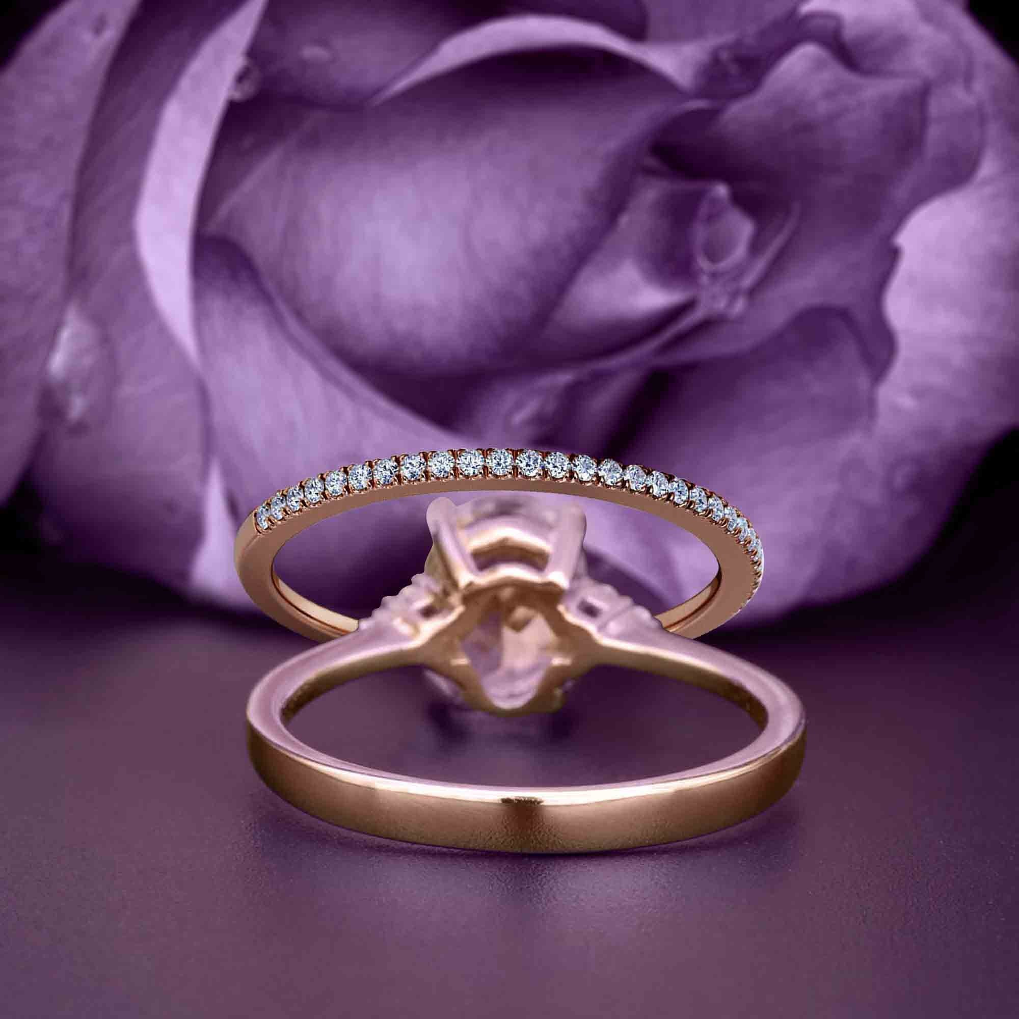 2.00 Carat Oval Cut Diamond Moissanite Engagement Ring in Silver With 18k Rose Gold Plating D778586
