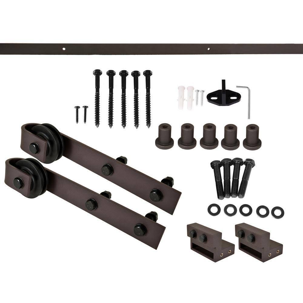 Charcoal Black Stained Wood Interior Sliding Barn Door with Hardware Kit I867