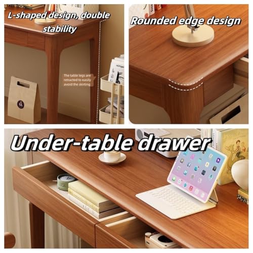 Brown Wood Writing Desk and Chair Set N4002