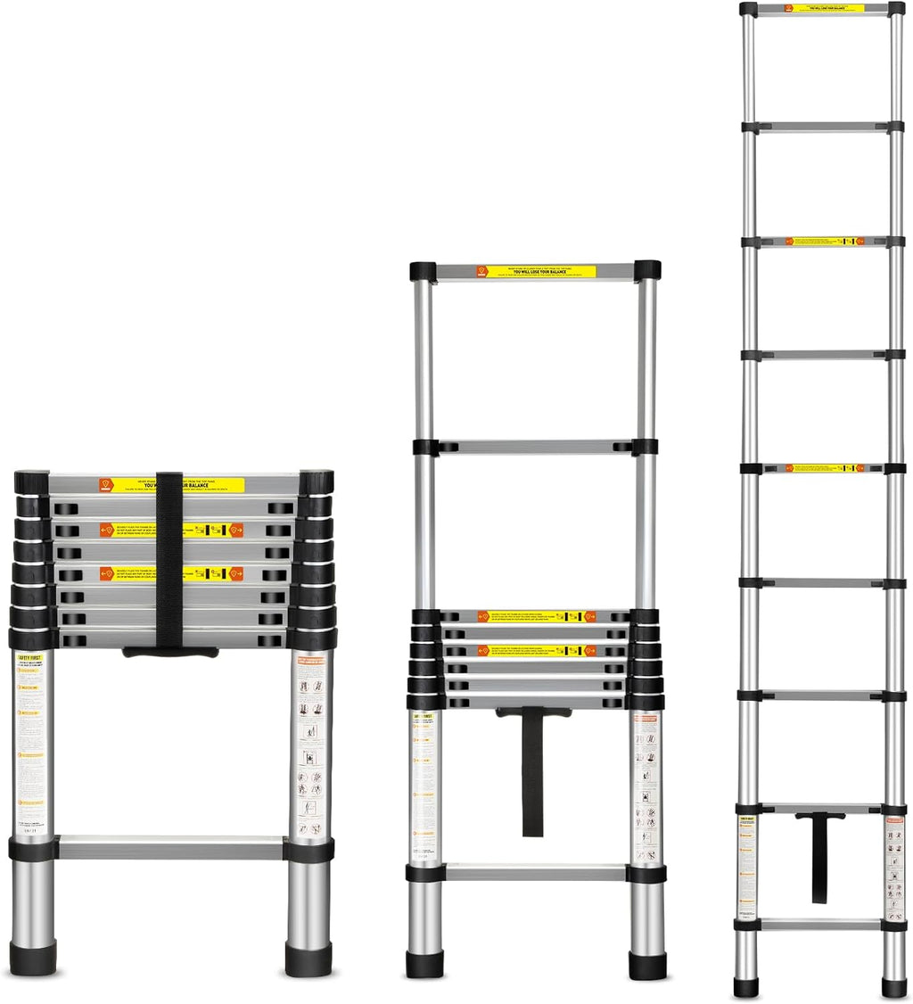 12.5FT Aluminum Telescoping Ladder with Non-Slip Feet I742478