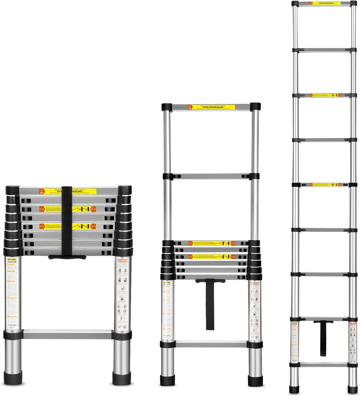 12.5FT Aluminum Telescoping Ladder with Non-Slip Feet I742478