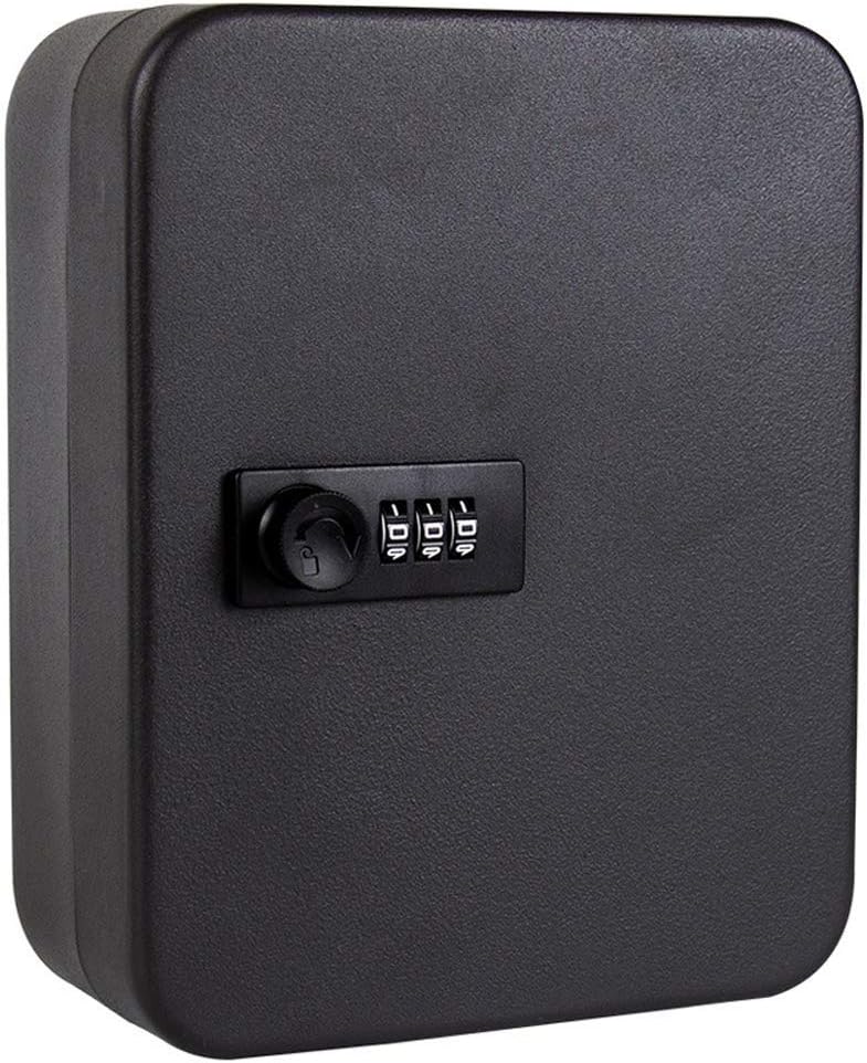 Black Steel Key Cabinet Box with 24 Key Slots and Combination Lock Q49830