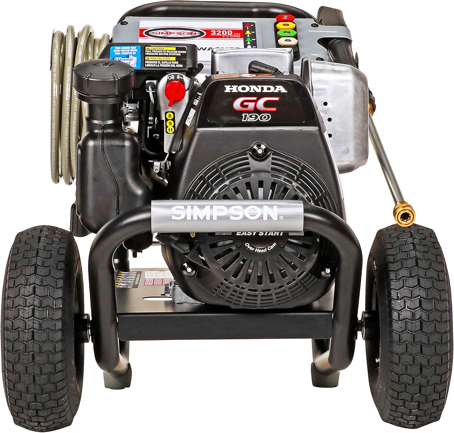 Gas Pressure Washer, 3200 PSI at 2.5 GPM, Black, 15" Steel Surface Scrubber P761