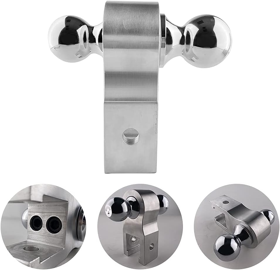 Adjustable Trailer Hitch, Aluminum Dual Ball Mount 6" Drop/Rise, 5,000 LBS Capacity E636