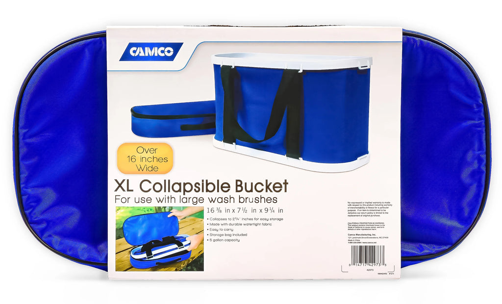 Rectangular Collapsible Wash Bucket with Zippered Storage Case, Holds 5 Gallons X33346