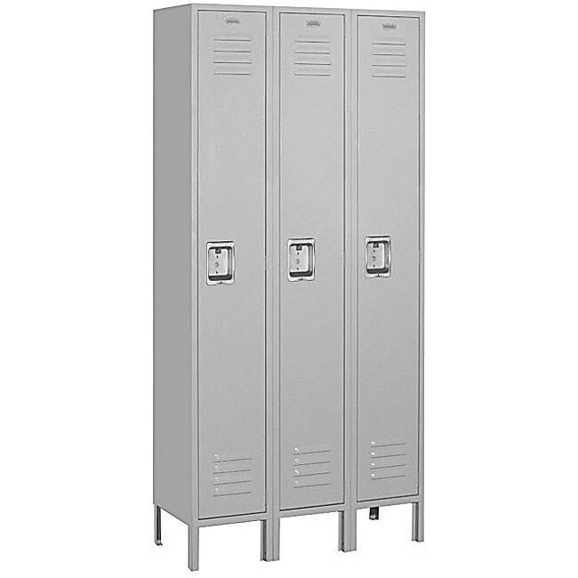 Metal Locker, Single Tier, 3 Wide, 6 Feet High, 15 Inches Deep, Gray K1874