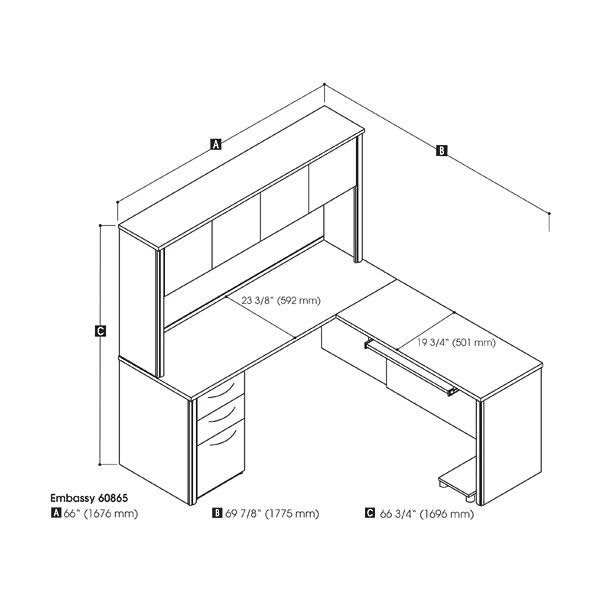 Tuscany Brown L-Shaped Workstation Kit D512212