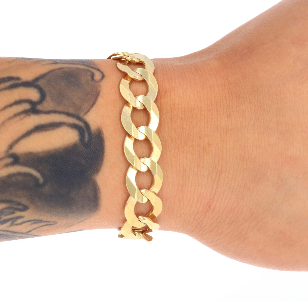 10k Yellow Gold Solid Cuban Link Chain Bracelet G607326