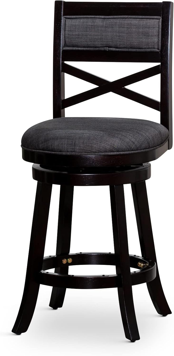 Black Leather Seat Swivel Stool, 24” Counter Height B5961
