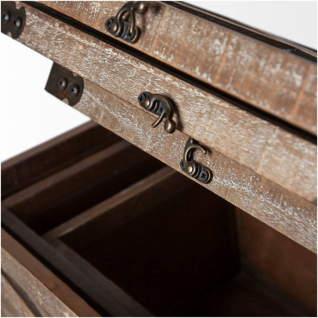 Set of Three Brown Wooden Decorative Boxes K2743