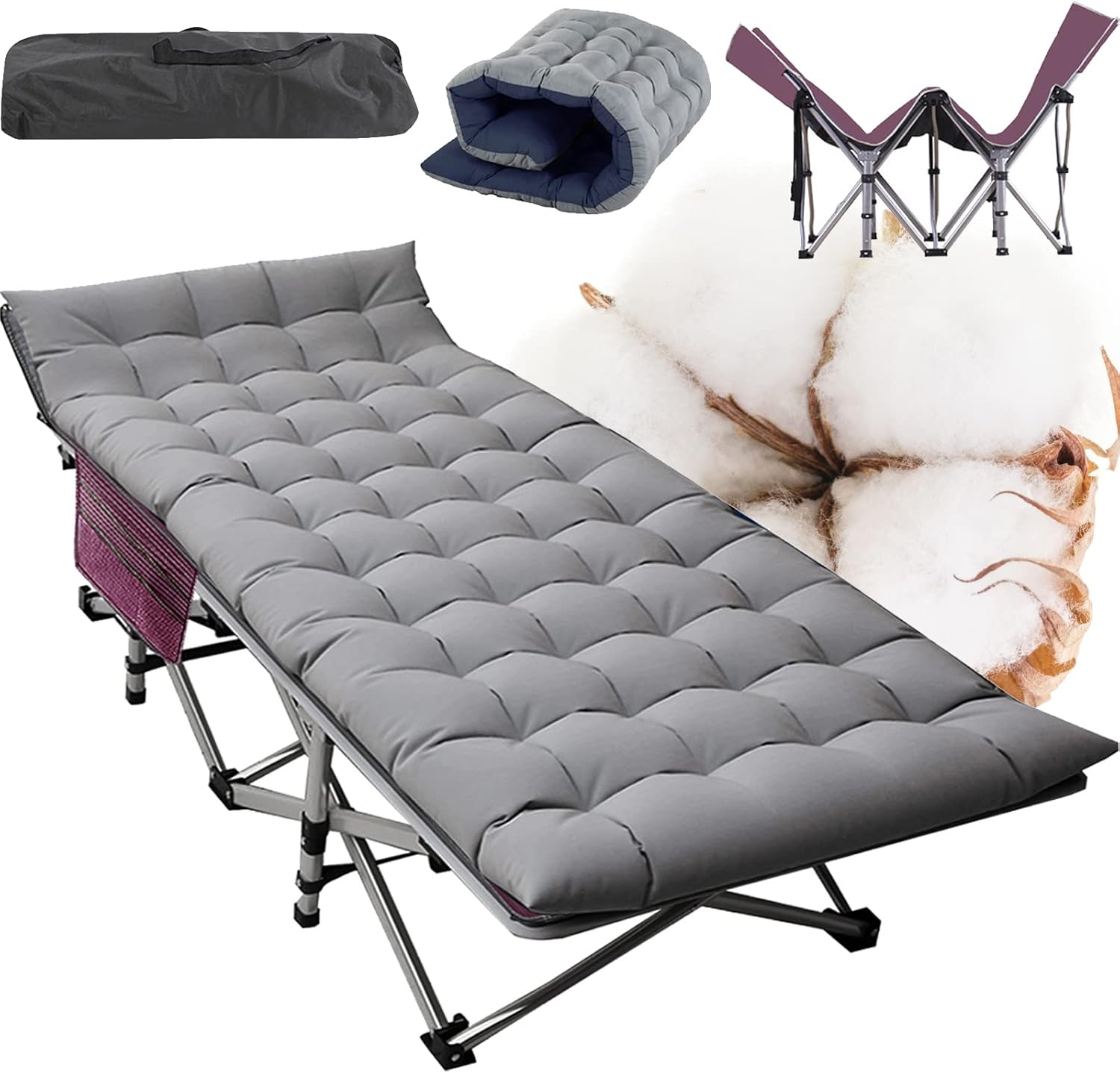 Double Layer 1200D Folding Camping Cots with Carrying Bag N667
