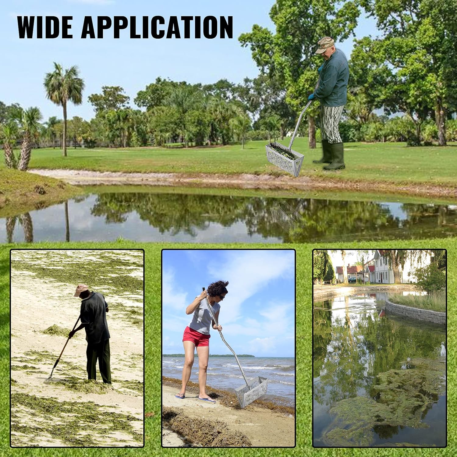 Iron Lake Weed Rake with Detachable Pole and Net V400055